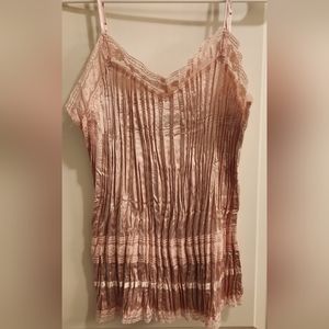 Apt 9 satin lace crinkle cami tank pink size